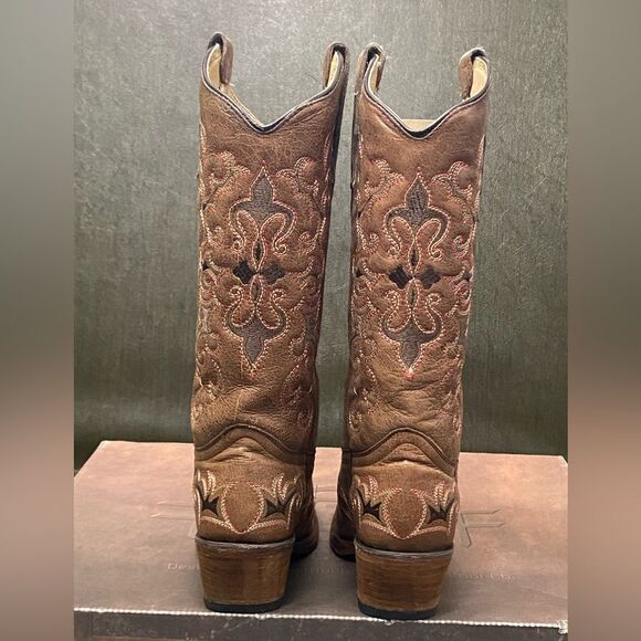 Circle H Brown Distressed Bone Dragon Embroidered Western Leather Boots Size 6.5 - Picture 6 of 14